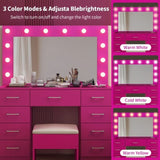 Vanity Desk Set with Large Lighted Mirror and Powre Outlet, Glass Top Makeup with 9 Drawers, 36751052