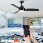 ZUN Smart 48 in. integrated LED Balck Ceiling Fan with Remote Contorl and Plywood Blades W1367P182810