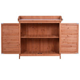 Outdoor 39" Potting Bench Table, Rustic Garden Wood Workstation Storage Cabinet Garden Shed with 79309434