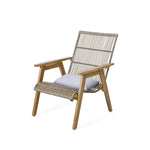 ZUN Set of 2, Acacia Wood Cape Woven Wicker Large Lounge Chair with Pillow for Patio, Deck, Yard, Lawn 73165.00