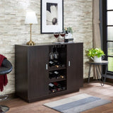 ZUN Espresso 2-Door Wine Cabinet B062P209331