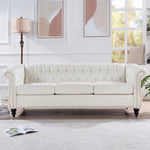 ZUN 84.65" Rolled Arm Chesterfield 3 Seater Sofa W68061097