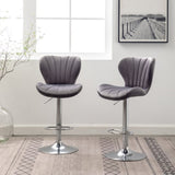 Ellston Upholstered Adjustable Swivel Barstools in Gray, Set of 2 T2574P165084