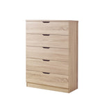 ZUN Modern natural finish five drawer chest clothes storage cabinet with metal drawer glides B107P173531