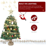 ZUN 20 in Pre-lit Artificial Mini Christmas Tree, Tabletop Small Xmas Pine Tree with Ornaments and 30 49671594