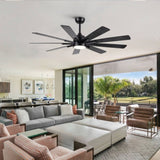 ZUN Mordern Farmhouse 62 In Black Ceiling Fan with Smart App and Remote Control W1367141498