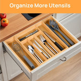 Expandable Bamboo Kitchen Drawer Organizer Adjustable Cutlery Tray for Utensils, Silverware, and 84621024