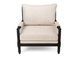 Rubber Wood Accent Chair, Upholstered Fabric Leisure Chair with High-Resilience Sponge, Modern W5599P538248