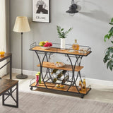 ZUN Painted Bar Cart, With Wine Rack And Glass Holder, For Kitchen, Serving, Hotel, Brown 28174656