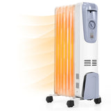 Portable Oil Heater with Thermostat - 10"x13.5"x25" Size, 4 Wheels & Cord Storage, 3 Heating Levels 73478385