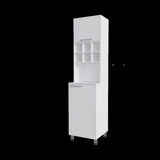 ZUN Rock Kitchen Pantry with Pneumatic Door, Open Storage, and Bottom Cabinet, White. B128P263725