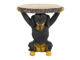 22.17"H Black Dog Side Table Pedestal End Table Stool, MGO Dog Statue Hand Painted Sculpture for N765P412507B