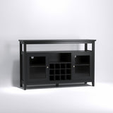 ZUN Storage Buffet Cabinet/Sideboard/TV Console with Glass Doors, Black W965P156183