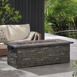 ZUN Outdoor Patio Concrete Fire table, Rectangle Gas Burning 56-Inch Fire Pit - 50, 000 BTU, Stone 43807769