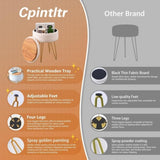 Ottoman Footstool Round Velvet Storage Stool Soft Vanity Chair with Memory Foam Seat, Small Side 01252640