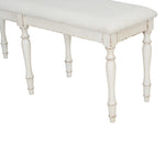 ZUN TOPMAX Vintage Traditional 50.4inch Upholstered Dining Bench with 6 Solid Wood Legs, Cream N717P170409D