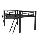 Gaming mid loft bed with desk, LED, Twin, Black MF313231AAB
