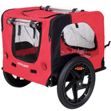 Bicycle trailer for pets outdoor foldable red color dog trailer with reflectors and safty flag W136456073