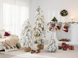 Pre-Lit Flocked Christmas Tree Set of 3, 3FT / 4.5FT / 6FT Artificial Christmas Trees with 235 Warm N704P526154A
