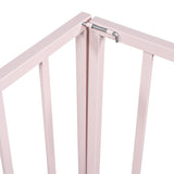 Twin Size Metal Floor Bed Frame with Fence and Door, Pink MF307108AAH