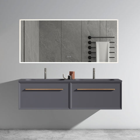 ZUN U054-Nevia60W-207 Nevia 60" Exclusive Gray Bathroom Vanity with Gray Solid Surface Sink, Wall W1865P147123