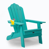 ZUN TALE Folding Adirondack Chair with Pullout Ottoman with Cup Holder, Oaversized, Poly Lumber, for 95450822