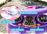Pink 3 in 1 Kids Push & Sliding Car with Removable Handle, Music, Horn, Canopy & Safety Guardrail 90184527