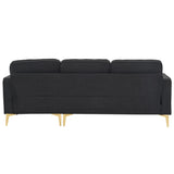 218*141*87cm Burlap Diamond Electroplated Gold Trident Legs Three Seats With Footstool Indoor 68589362