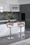Set of 2 Bar Stools,with Chrome Footrest and Base Swivel Height Adjustable Mechanical Lifting Velvet W1249P247740