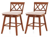 2-Pack 29" Swivel Bar Stools - Solid Rubber Wood Frame, Ergonomic Curved Backrest 59551607