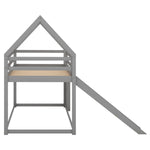 ZUN Twin Size Bunk House Bed with Slide and Ladder,Gray 69291769