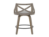 Fixed Height Counter Stool in Light Grey Wood and Grey Fabric - Set of 2 B202P471207