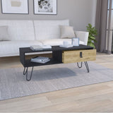 Huna Coffee Table with Hairpin Legs and Ample Storage Drawer B070P173213