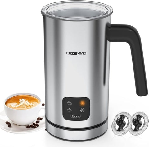 Milk Frother and Steamer, Electric Milk Warmer with Touch Screen, BIZEWO 4 IN 1 Automatic Stainless 36710689