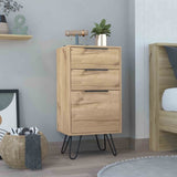 Augusta Light Dresser, Hairpin Legs, Superior Top,Three Drawers -Light Oak B07091822