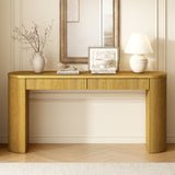 U_STYLE Sophisticated Console Table with Pine Veneer and Vertical Striped,Suitable for Entryway, N711P289125O