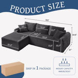 Full-Compression Chaise Lounge Set Modular Corduroy Sectional with Arched Armrests, Non-Slip Base, W2606P323728