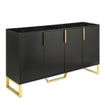 ZUN TREXM Modern sideboard with Four Doors, Metal handles & Legs and Adjustable Shelves Kitchen Cabinet WF295368AAB