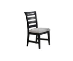 ZUN Modern 2pc Dining Chairs Black Ladder Back Frame Upholstered Cushion Seat Rubberwood Kitchen Dining B011P218339