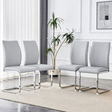 ZUN Luxury Simple Arch Chair - Set of 4 Light Gray PU Material High Resilience Dining Chair with Arched W1151P154861