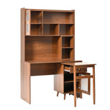 Computer Desk with 90 Degree Rotating Desktop, 43x70 Inch Office Desk with Storage Drawer and N733P279101D