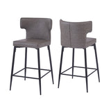 28inch Counter Height Bar Stools Set of 2, Modern Bar Upholstered Chairs with PU Leather, Metal N762P199304E