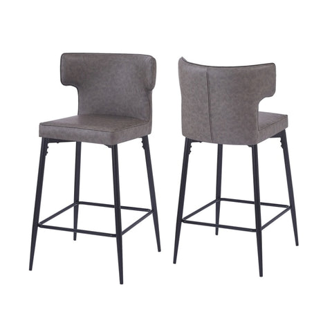 ZUN 28inch Counter Height Bar Stools Set of 2, Modern Bar Upholstered Chairs with PU Leather, Metal N762P199304E