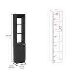 ZUN Malaga Linen Cabinet, Two Interior Shelves, Three External Shelves, Single Door -Black B20091941