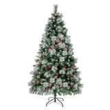 6ft Pre-Lit Christmas Tree - 55 Red Berries 55 Pine Cones, Changeable Lights & Easy Setup, Ideal 65193603