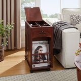 Powered Traditional End Table with Charging Station, Narrow Side Table with USB Ports and Outlets, W1693P227261
