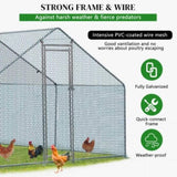 ZUN 10 x 10 ft Large Metal Chicken Coop, Walk-in Poultry Cage Chicken Hen Run House with Waterproof 15937218