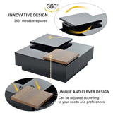 U-Can Movable Top Coffee Table, Modern Square Wood Coffee Table with High Gloss finish, 4 Hidden WF324734AAB