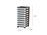 9-Drawer Narrow Plastic Storage Drawer Cart with Organizer Top, Black 18949580