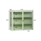 27.56"Glass Doors Modern Two-door Wall Cabinet with Featuring Three-tier Storage for Entryway Living W757119325